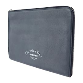 Christian Dior-Dior Homme Atelier Leather Clutch Bag-Navy blue