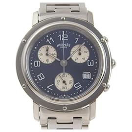 Hermès-Hermes Clipper Chronograph Wristwatch-Silvery