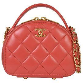 Borsa a spalla Chanel Matelassé in pelle di agnello rossa Rosso