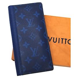 Louis Vuitton-Louis Vuitton Monogram Taigarama Brazza Long Wallet-Blue