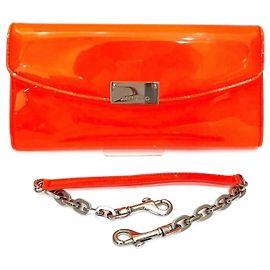 Cartera larga de cuero naranja Jimmy Choo Naranja