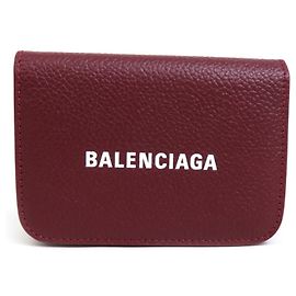 Cartera trifold de cuero Burdeos Balenciaga Burdeos