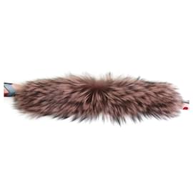 Fendi-Fendi Multi-color Silk and Fur Scarf-Pink,Multiple colors