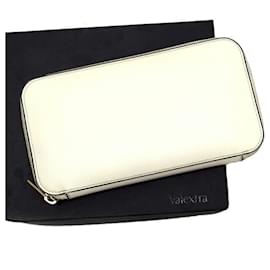 Valextra Off-White Embossed Leather Long Wallet Eggshell