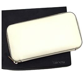 Valextra Off-White geprägte Leder Langbörse Aus weiß