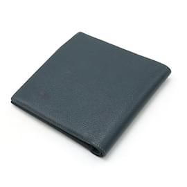 Hermès-Hermes Galilei Bifold Wallet in Navy Courchevel Leather-Navy blue
