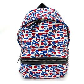 Mochila con patrón multicolor Saint Laurent Blanco Roja Azul