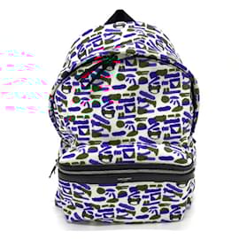 Saint Laurent-Saint Laurent Multi Allover Pattern Backpack-White,Red,Blue
