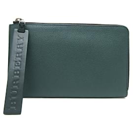 Burberry-Burberry L-shaped Zipper Mini Men's Leather Clutch Bag-Dark green