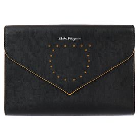 Borsa Clutch Gancini di Salvatore Ferragamo Nero