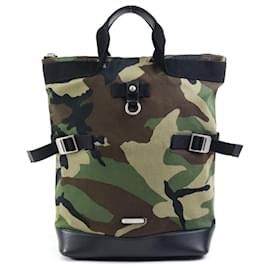 Saint Laurent-Saint Laurent Canvas/Leather Backpack-Black,Khaki