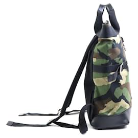 Saint Laurent-Saint Laurent Canvas/Leather Backpack-Black,Khaki