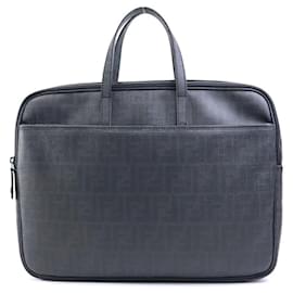 Fendi-Fendi Zucca Leather Handbag-Black
