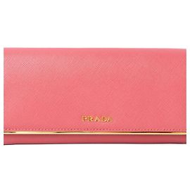 Prada Long Wallet in Peonia Saffiano Metal Pink Metallic