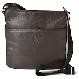 Loewe-Loewe Dark Brown Leather Messenger Bag-Dark brown