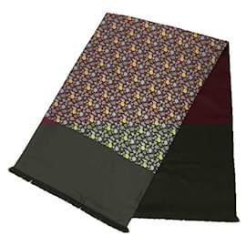 Hermès-Hermes Reversible Silk Angora Stole-Dark red