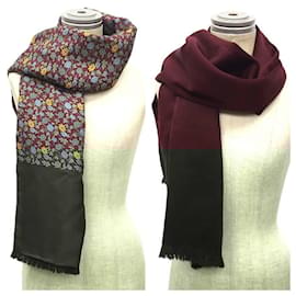 Hermès-Hermes Reversible Silk Angora Stole-Dark red