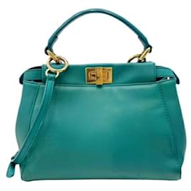 Fendi-Sac à épaule en cuir vert Fendi Peekaboo-Vert