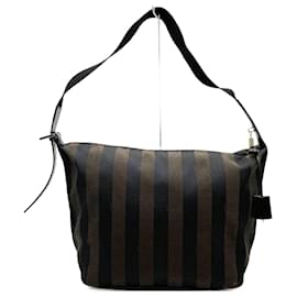 Fendi-Fendi Pequin Brown Canvas Shoulder Bag-Brown