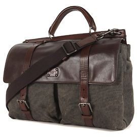 Dolce & Gabbana Vintage Leather and Canvas Handbag Brown