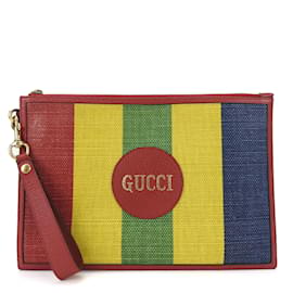 Gucci-Pochette en toile et cuir multicolore Gucci-Multicolore