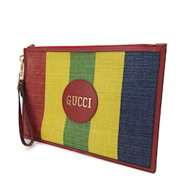 Gucci-Pochette en toile et cuir multicolore Gucci-Multicolore