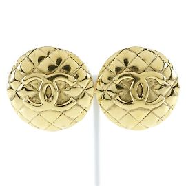 Vintage Gold Plated Clip Ohrringe Chanel Coco Mark Golden
