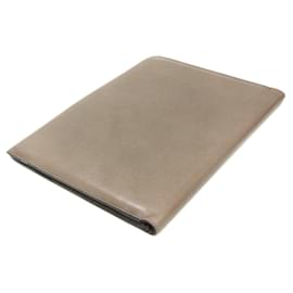 Valextra-Valextra Men's Leather Clutch Bag in Gray Beige-Beige