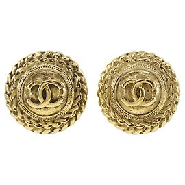 Chanel Coco Vintage Gold Clip Earrings Golden