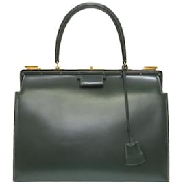 Hermès-Hermes Green Box Calf Leather Handbag-Light green