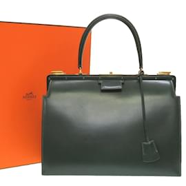 Hermès-Hermes Green Box Calf Leather Handbag-Light green