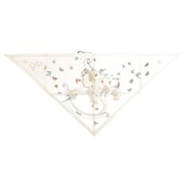 Hermès-Hermes Story Triangle Scarf Muffler-Cream