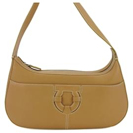 Bolso de hombro de cuero Gancini de Salvatore Ferragamo Camello