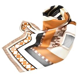 Fendi-Fendi Silk Twill Scarf-Brown,Beige