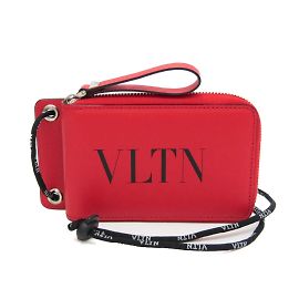 Valentino Garavani Bi-Fold Wallet with Neck Strap Black Red
