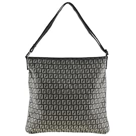 Fendi-Fendi Zucchino Canvas Shoulder Bag-Brown