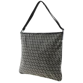 Fendi-Fendi Zucchino Canvas Shoulder Bag-Brown