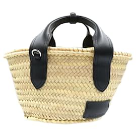 Autre Marque-J&M Davidson Raffia Leather Handbag-Black,Beige