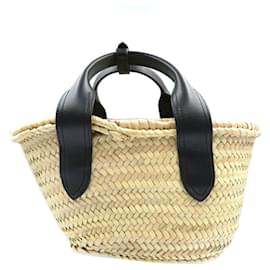 Autre Marque-J&M Davidson Raffia Leather Handbag-Black,Beige