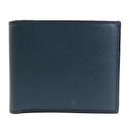 Valextra Navy Leder Bifold Geldbörse Marineblau