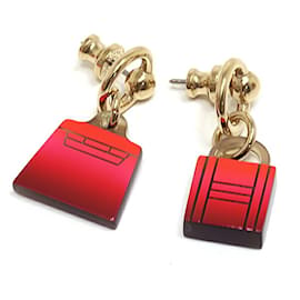Boucles d'oreilles Earcuff Kelly d'Hermès Rose Rouge Orange
