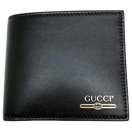 Gucci-Gucci Black Leather Bi-Fold Wallet-Black