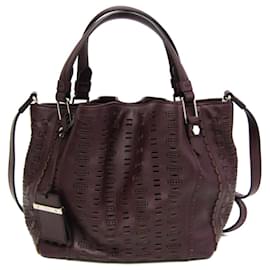 Tod's-Tod's Women's Leather Handbag in Purple Brown-Brown