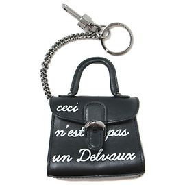 Delvaux Black Leather Keyring Black
