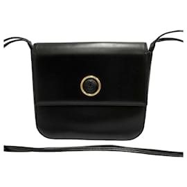 Versace-Bolsa de ombro em couro box calf com logo Medusa da Versace-Preto