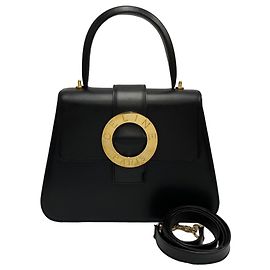 Céline Bolsa de ombro 2 em 1 em couro de bezerro preto Celine Preto