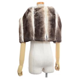 Fendi-Fendi Candy Stole in Gray/White Fur-Brown,White