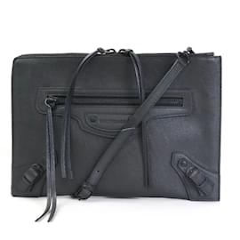 Balenciaga-Pochette en cuir noir Balenciaga-Noir