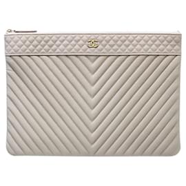 Chanel-Pochette Chanel V Stitch-Marron clair