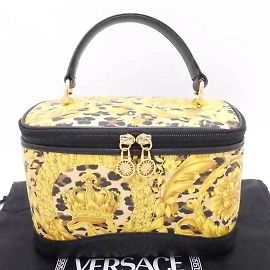 Gianni Versace Handbag Vanity Bag Black Beige Golden